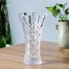 China Fined Fire Polishing Clear Flower Vase 25cm 9 Inch Tall With Diamond Cut Pattern factory