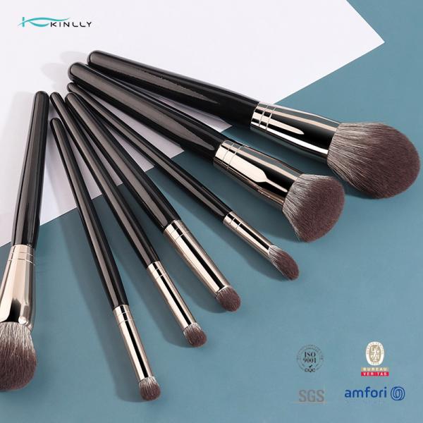 Quality 7PCS Makeup Brush With Synthetic Hair ,Rose Gold Ferrule Cosmetic Brush ,Wooden for sale