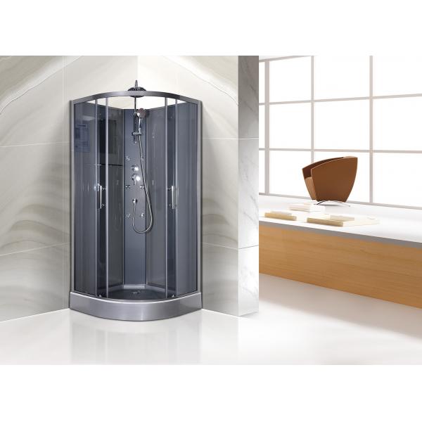Quality Quadrant Shower Cubicles 900 X 900 X 2250 MM Circle Grey ABS Tray Chrome Profiles for sale