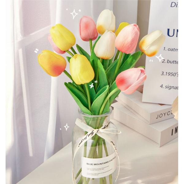 Quality 34cm Artificial Plastic Flowers Faux Tulip Arrangement 6 colors for sale