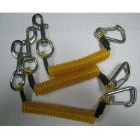China Strong safety wire coiled lanyard rope yellow with silver snap hook and carabiner for tool for sale