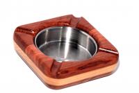 China Bi-wood Square wood Ashtray with steel plate factory