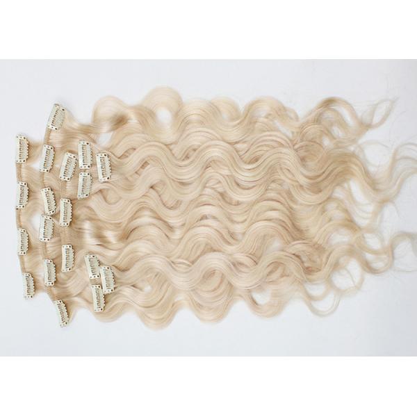 Quality Unprocessed Gold Clip In Hair Extensions 220g Smooth Double Drawn 7A Grade for sale