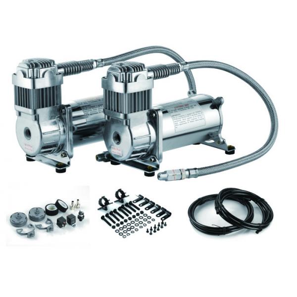 Quality Silver Steel Dual Packs Air Suspension Pump For Strong Power And Fast Inflation for sale