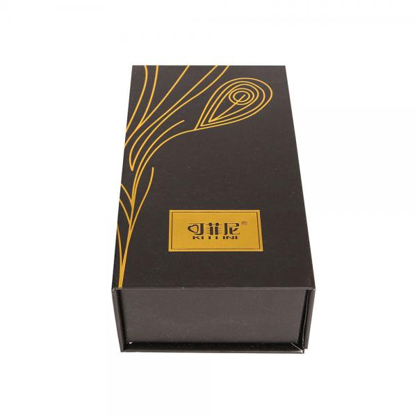 Quality Luxury 8x8x15cm Perfume Packaging Box Flooding Black Paperboard Storage Box for sale