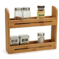 China Kitchen Jars Bamboo Spice Rack Holder Wooden Shelf Counter Top 39.67x12.2x38.1 Cm factory