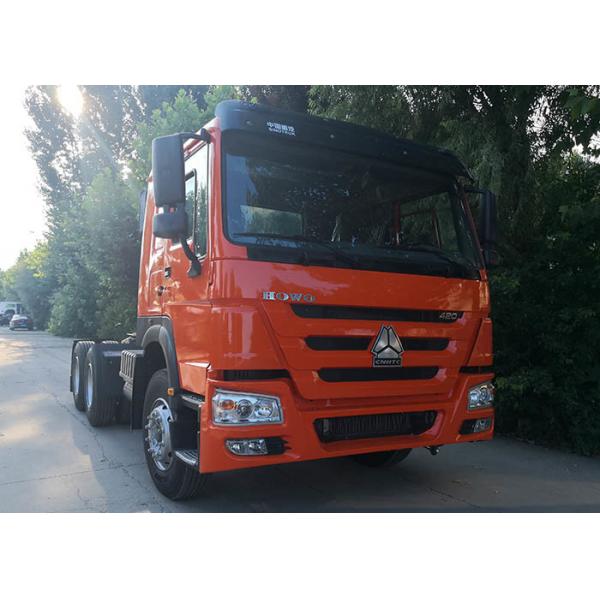 Quality Red 6x4 41T Truck Tractor Head 420Hp Howo N7 Tractor Left Hand for sale