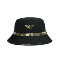 Quality Fashion Style Fishing Sun Bucket Caps Black Decorative Camo Belt Metal Logo for sale