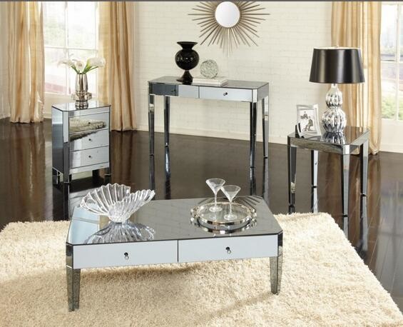 China Modern Mirrored Coffee Tables in Living Room Mirror Furniture Set factory