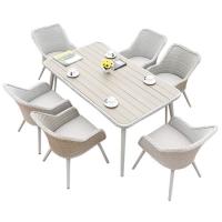 China 100% Hand Weaving Poly Rattan Patio Table And Chairs for sale