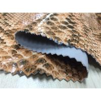 China 0.6mm Scuba Suede Printed Leather Fabric With Snake Skin Design Plus Lamination Effect factory