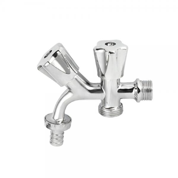 Quality 2 Outlet Brass Bibcock Valve Water Tap Deck Mounted Zinc Handle for sale