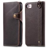China High Quality Cell phone accessories Genuine Leather wallet card leather case for iPhone 8 with a Lanyard for sale
