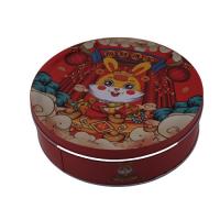 China Holiday Seasonal Round Tin Containers Large Circular Gift Metal Tin Container With Lid factory