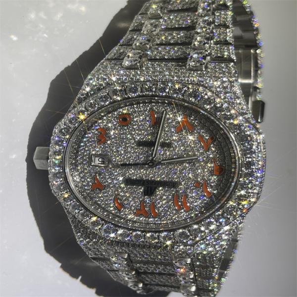 Quality Colourless Luxury Diamond Watch 20 carats Mens Diamond Watches 3EX for sale