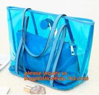 China Large Clear Tote Bags PVC Beach Lash Package Tote Shoulder Bag with Interior Pocket, beach lash package tote factory