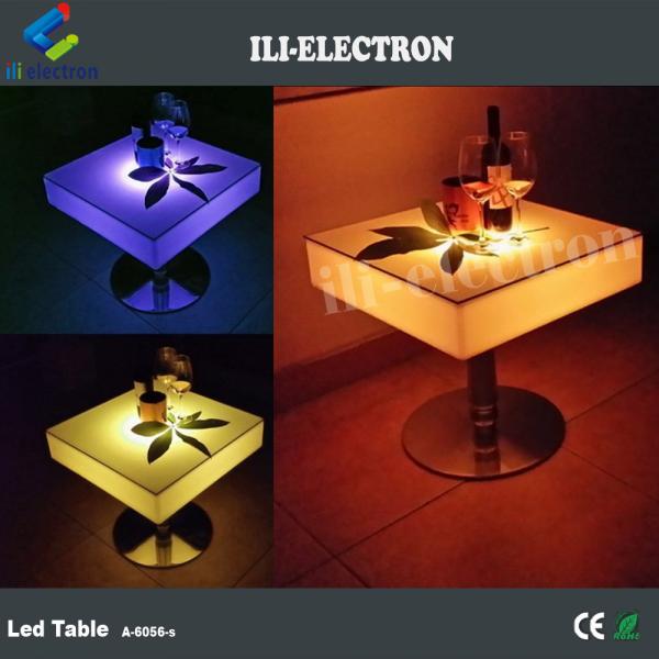 Quality Commerical Square LED Light Up Cocktail Tables Rechargeable With Stainless Steel for sale