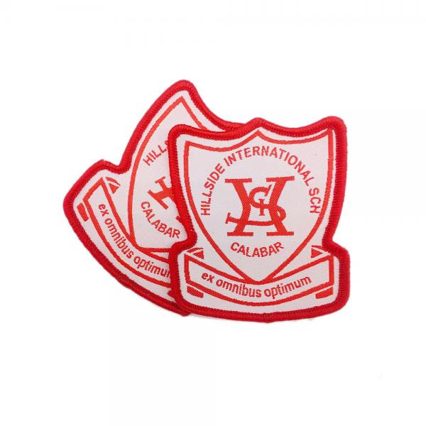 Quality Academy Uniform Custom Woven Badges , Chenille Iron On Patch Polyester Material for sale