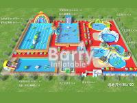China Commercial inflatable water park equipment , metal frame inflatable amusement park factory