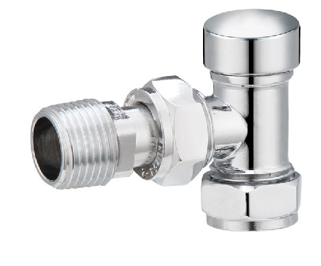 Quality Angled Radiator Lockshield Valves Types 15mmx1/2'' For Copper Pipe Chrome Plated for sale