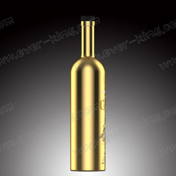 Quality Round Vodka Electroplated Glass Crystal Bottle 500ml With Stopper for sale