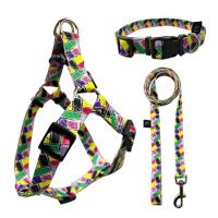 Quality Woven Logo Dog Harness Set Multiple Colour Polyester Dog Harness for sale