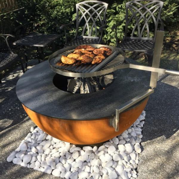 Quality Outdoor Round Rusty Barbecue Fire Bowl Corten Steel Camping Fire Pit Grill for sale