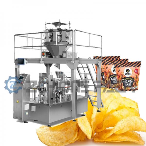 Quality Potato Chips Granule Packing Machine Eight Stations With Multi Head Scale for sale