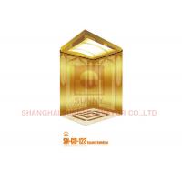 China Soft Lighting Elevator Cabin Decoration With Titanium Gold Mirror / Etched factory