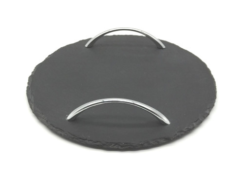 Quality Natural Edge Slate Serving Tray Round Shape Diameter 22cm For Kitchen for sale