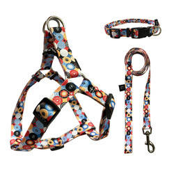 Quality Woven Logo Dog Harness Set Multiple Colour Polyester Dog Harness for sale