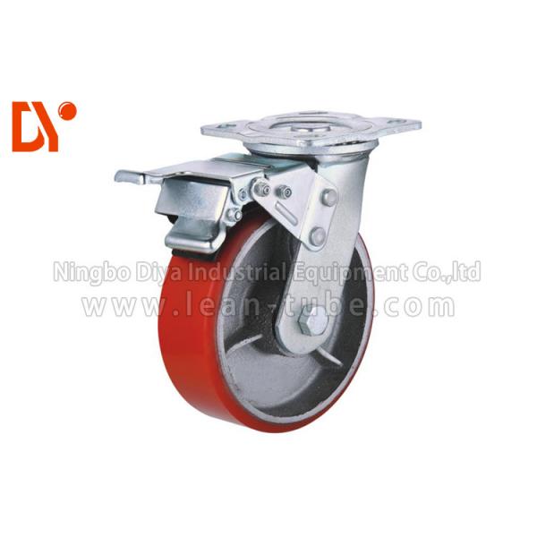 Quality Black / Red Color Heavy Duty Casters , Anti Static Wheels Castors Flat Type for sale