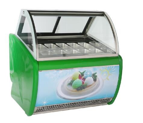 Quality 14 Pans Stainless Steel Pastry Shop Ice Cream Display Freezer for sale