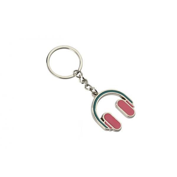 Quality Pink Headphone Iron Enamel Key Chains Mini Advertising Gift Keyring for sale