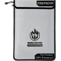 China Upgraded Two Pockets Fireproof Document Bag (2000℉),  15”x 11”Waterproof Fireproof Money Bag with Zipper, Waterpro factory