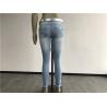 China Milk / Light Blue Ladies Stretch Denim Jeans , Belted Skinny Jeans TW72964 factory