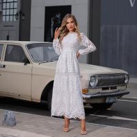 China Embroidered Long Sleeve Lace Maxi Dress Plain Pattern For Wedding factory