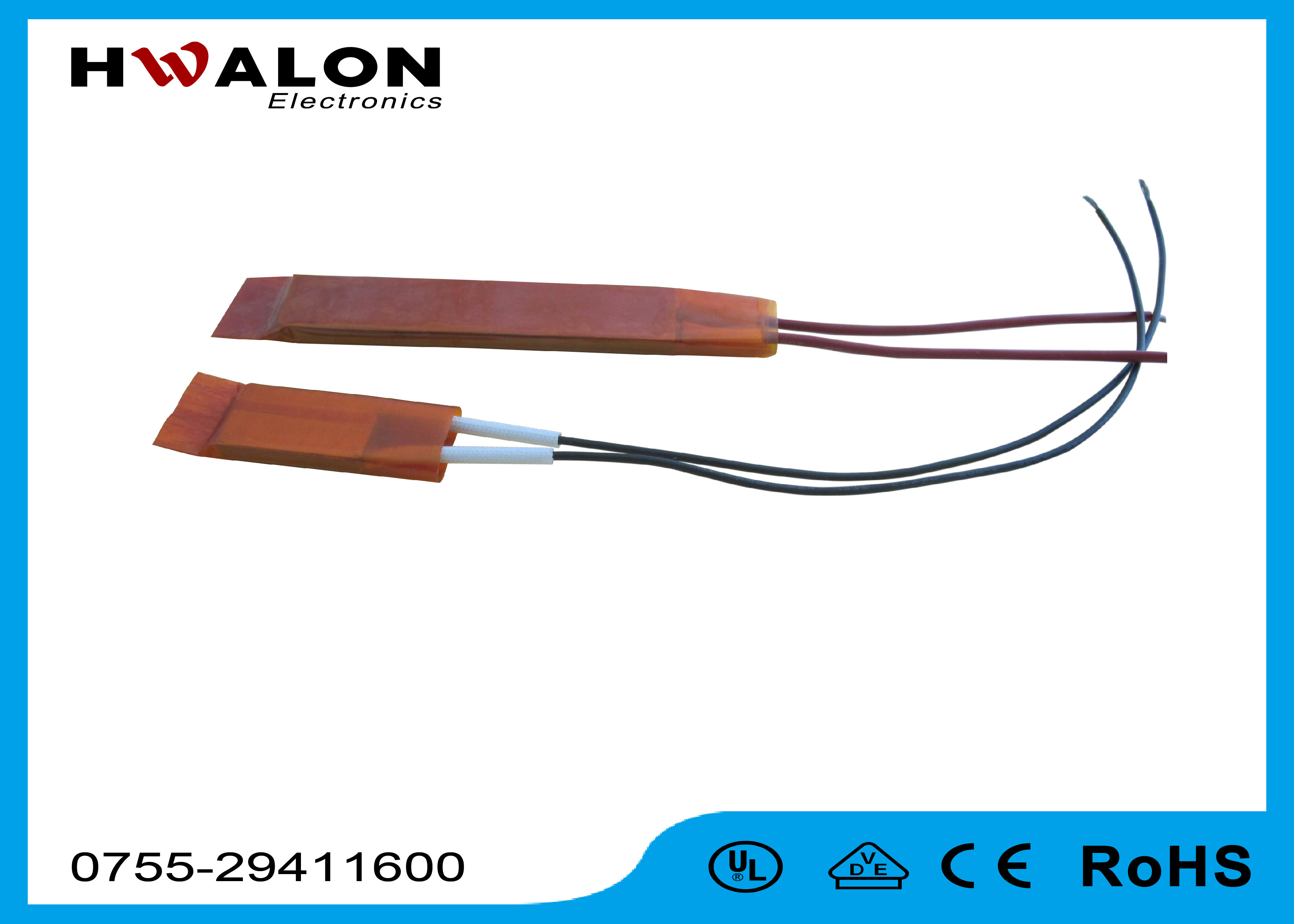 China Custom 220V Insulating Thin Film Heater PTC Thermistor For Hair Dryer / Gun Glue factory