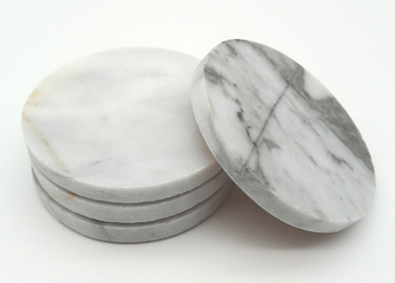 Quality Round Natural Stone Coasters Set 4 Easy Cleaning For Household Living for sale