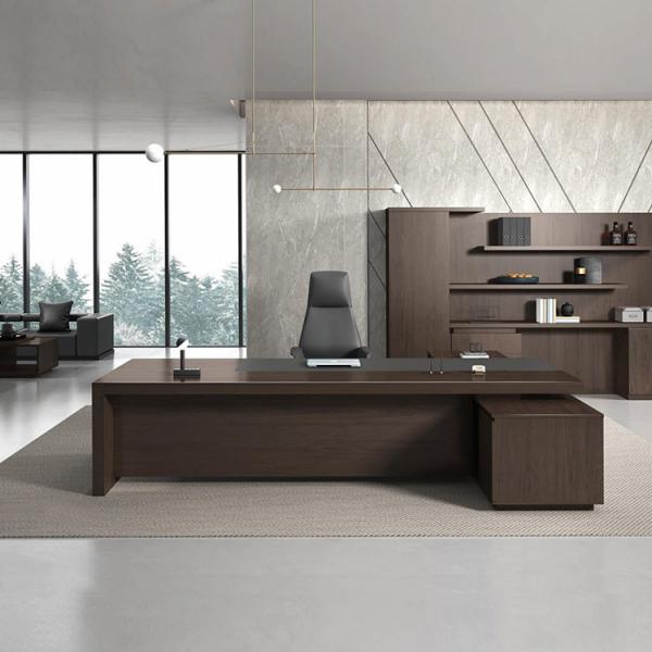 Quality Brown Executive Desk Sets 900mm Wooden Office Desk With Cabinet​ for sale