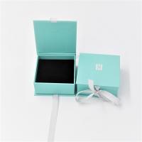 China Blue Crepack Cardboard Jewelry Gift Boxes EVA Ring Paper Earrping Pendant Box With Ribbon factory