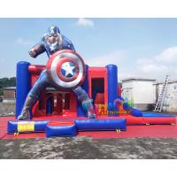 China Water - Proof Inflatable Bouncer Slide , Air Sewing Captain Moon Bounce Combo Slide Structure factory