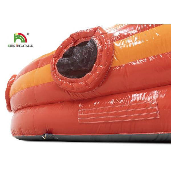 Quality PVC 0.55mm 21ft Red Fire Truck Inflatable Obstacle Course For Kids for sale