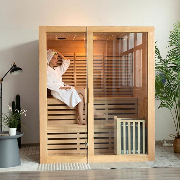 Quality Red Cedar Wooden Domestic Steam Rooms indoor sauna kits For 3 Person for sale