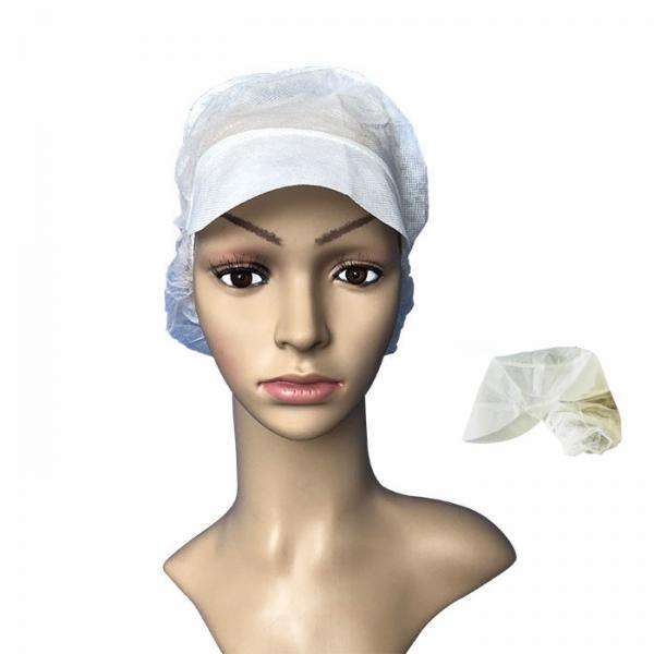 Quality Disposable Non Woven Peaked Cap Head Cover With Snood for sale