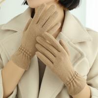 China Khaki Color Wool Ladies Warm Winter Gloves Fashion Design Women Hand factory