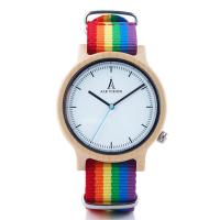 China ALK Vision Pride Rainbow Top Wood Watches Dropshipping Brand Women Mens Wooden Watch Canvas LGBT Strap Fashion Casual Wr factory