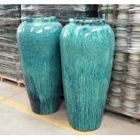 China 44x88cm Ceramic Outdoor Pot , Green Large Ceramic Pots For Outdoor Plants factory