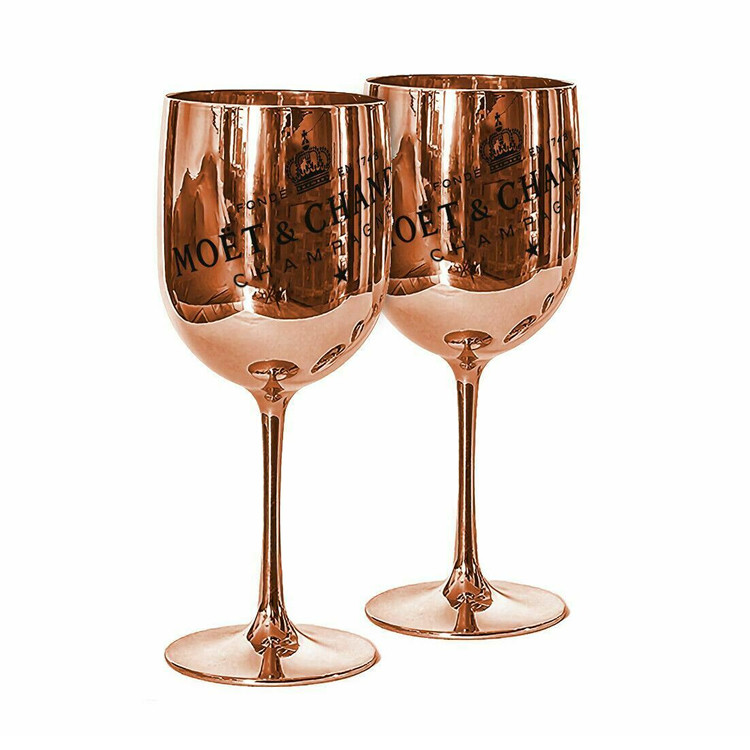 China Rose Gold Plating Moet & Chandon Branded Wine Accessories Acrylic Champagne Glasses Flutes factory