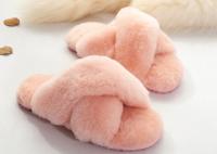 China Women Indoor Shearling Sheep Wool Slippers Open Toe With Thick Wool Fluffy Fur factory